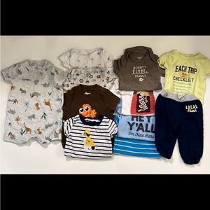 Lot/bundle of baby boy spring summer clothes onesies 6 months